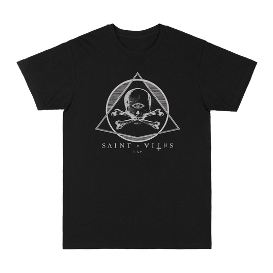 Official Saint Vitus Merchandise. Black 100% cotton unisex t-shirt with a classic fit featuring the iconic Saint Vitus logo.
